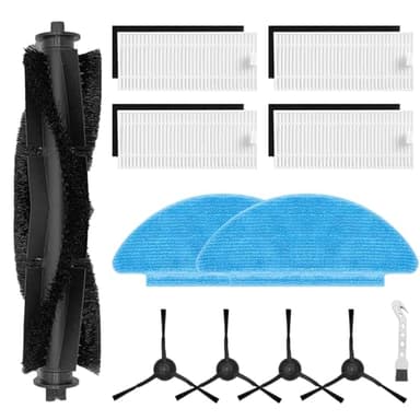 Fixbetter Kit d'accessoires pour Tikom L9000, L8000 pour Lubluelu SL60D, pour Laresar L6 Nex, pour robot aspirateur HONITURE Q6 SE, 1 brosse à rouleau, 4 filtres, 2 serpillères, 4 brosses latérales, 1 brosse de nettoyage