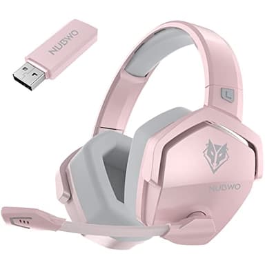NUBWO G06 Double Casque de jeu sans fil avec micro pour PS5, PS4, PC, mobile, commutateur : 2,4 GHz sans fil + Bluetooth - Batterie 100 heures - Pilotes de 50 mm - Rose