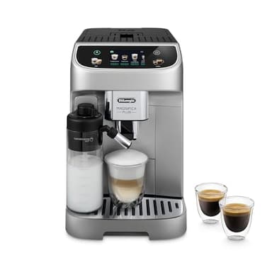 De'Longhi Magnifica Plus Machine à expresso entièrement automatique avec plus de 18 recettes One Touch, baguette à vapeur de lait automatique et broyeur intégré – Préparez des recettes de café