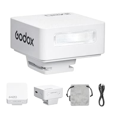 Godox IM20/IM22 Mini flash d'appareil photo, temps de recyclage de 3 s, 440 pleine puissance de flash batterie au lithium intégrée pour Fuji,Canon,Nikon,Sony, pour appareil photo Olympus (Im20 Blanc)