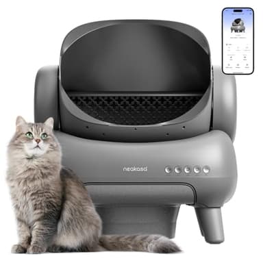 Neakasa M1 Plus Bac à litière pour chat autonettoyant à couvercle ouvert, bac à litière automatique pour chat avec contrôle par application, élimination des déchets sans odeur incluant des sacs