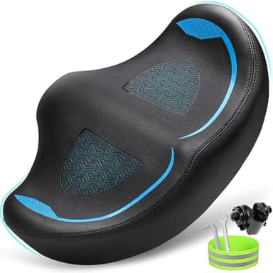 CDYWD Noseless Siège de vélo surdimensionné pour homme et femme - Coussin rembourré extra large - Grande selle de vélo confortable pour peloton, vélo d'appartement stationnaire, vélo de plage, vélo de