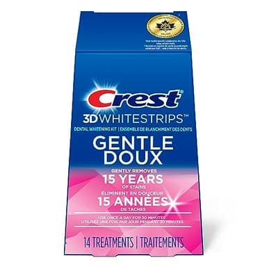 Crest 3D Whitestrips Kit de blanchiment des dents doux à domicile, 14 traitements, élimine en douceur 15 ans de taches
