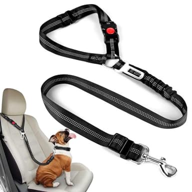 Ceinture de sécurité pour chien et chat - Sangle de sécurité pour appuie-tête de véhicule (noir)