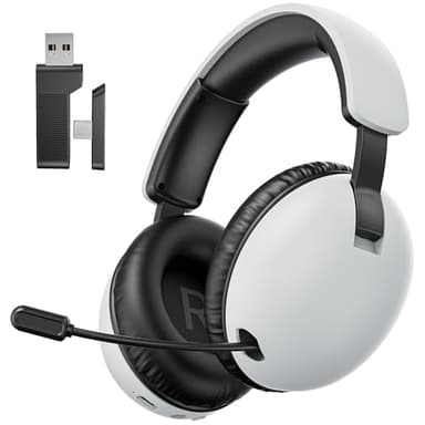 OPUTIK Casque de jeu sans fil pour PS4 PS5 PC sans fil 2,4 GHz USB et Type-C Bluetooth Casque de jeu avec microphone