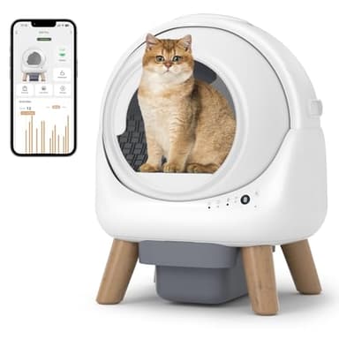 Litière autonettoyante pour plusieurs chats, boîte à litière automatique pour chat, contrôlée par application intelligente avec surveillance de la santé, sans odeur, avec protection de sécurité, sacs