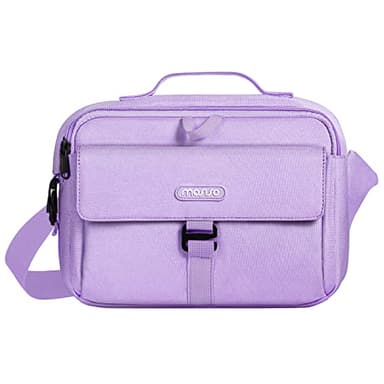 MOSISO Sacoche pour appareil photo DSLR/SLR/sans miroir, sac bandoulière compact rembourré avec housse de pluie, compatible avec appareils photo Canon/Nikon/Sony, objectifs, violet
