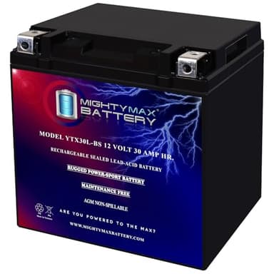 Mighty Max Battery YTX30L-BS – Batterie de moto SLA AGM 12 V 30 Ah, 385 CCA, rechargeable, sans entretien, sans entretien