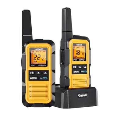 Gaswei G2Pro+ Lot de 2 talkie-walkies flottants étanches IP67 longue portée avec double PTT, radio FM, VOX, SOS et NOAA, radios bidirectionnelles rechargeables pour adultes, fermes, entrepôt, pêche