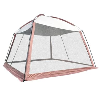 Auveach Tonnelle moustiquaire pour 6 à 10 personnes, abri de camping, grande tente de camping, auvent de jardin avec filet en maille pour activités de plein air d'été (marron, 3 m)