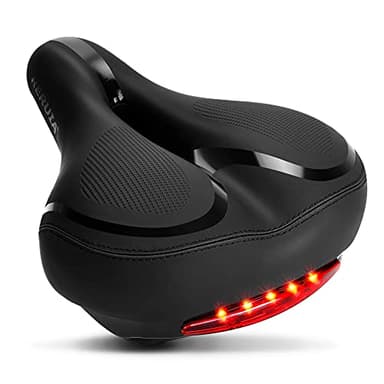 RERUIA Selle de vélo confortable avec rembourrage en mousse à mémoire de forme légère et respirante - Double absorption des chocs - Coussin de vélo - Housse en cuir imperméable pour homme et femme -