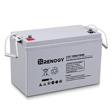 Renogy Batterie AGM à cycle profond 12 V 100 Ah, taux d'auto-décharge de 3 %, courant de décharge max 2000 A, charge sûre la plupart des appareils ménagers pour camping-car, camping, cabine, système