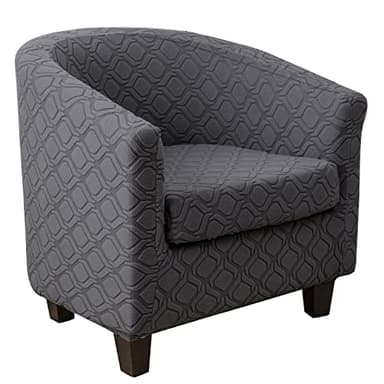 Lot de 2 housses de fauteuil tonneau avec housse de coussin, housse extensible pour fauteuil, en jacquard élasthanne, housse de protection de meubles pour bar, comptoir, salon (A-gris foncé)