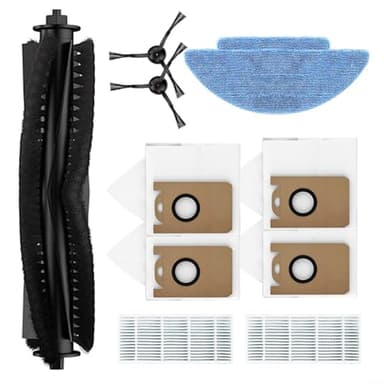 ZYNCUE Laresar Lot de 11 kits de rechange pour aspirateur robot L6 Nex avec 1 brosse à rouleau, 4 sacs à poussière, 2 chiffons lavables, 2 filtres et 2 brosses latérales