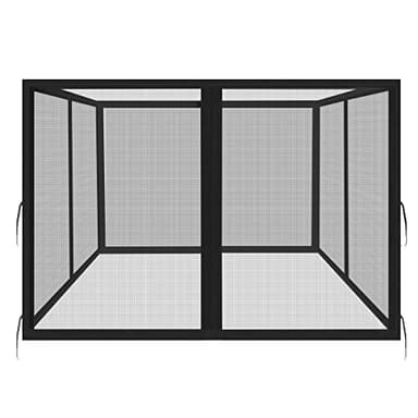 Homegroove Moustiquaire de rechange pour tonnelle de 3 x 3 m, moustiquaire universelle pour terrasse, jardin, cour, moustiquaire extérieure à 4 panneaux avec fermeture éclair, matériau ignifuge