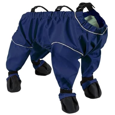 Combinaison d’hiver pour chiens, bottes intégrées, legging imperméable antidérapant, tenue anti-saleté, bretelles réglables pour plein air, neige, pluie, randonnée, bleu marine 2, taille M