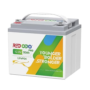 Redodo – Batterie LiFePO4 portable au lithium 12,8 V 50 Ah, remplacement idéal de la batterie AGM SLA 12 V 100 Ah, SGB intégré, 4 000 à 8 000 cycles et durée de vie de 10 ans, parfaite pour les véhicules récréatifs, les autocaravanes séparables, les dispositifs de sécurité, etc.