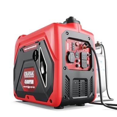 ERAYAK Générateur onduleur portable à double combustible de 4500 W pour usage domestique, camping en plein air, 30 A prêt pour VR, commutateur automatique, alimenté au gaz et au propane, EPA, capteur