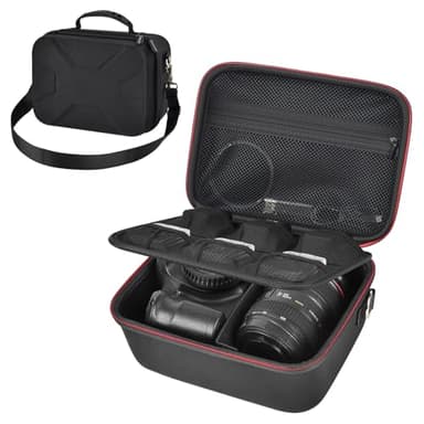 Étui pour appareil photo reflex numérique Canon EOS Rebel T7/R50/R100 Mark II/R50V/R10/R5/R6/R8 Mark IV/SL3 DSLR SLR - Sac de transport pour objectif, câbles, carte SD et accessoires - Noir