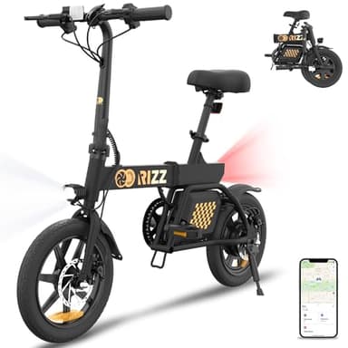 Gyrocopters Rizz Vélo électrique pour adultes/adolescents | UL2849 Vélo électrique pliable sûr | Moteur sans balais de 400 W | Pneus de 35,6 x 5,1 cm | Vitesse jusqu'à 25 km/h, portée jusqu'à 55 km |