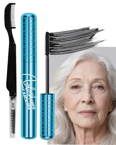 Mascara pour femmes âgées 60 plus, mascara imperméable pour personnes âgées avec cils clairsemés, volumisant, hypoallergénique, volume et longueur pour les yeux sensibles, résistant aux taches et