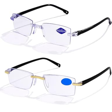Opticx Lunettes de lecture auto-ajustables, lunettes de lecture à lumière bleue intelligente pour homme et femme, Transparent + doré