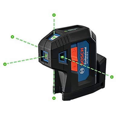 Bosch Gpl100-50G Laser auto-nivelant à 5 points vert de 37,6 m avec technologie Visimax et support multifonction intégré à 360°