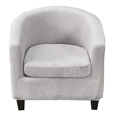 Lot de 2 housses de fauteuil tonneau extensibles en velours pour fauteuil tonneau, fauteuil Tullsta, gris clair