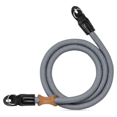 K&F Concept Sangle de cou pour appareil photo, corde d'escalade en nylon de 100 cm, sangle d'appareil photo pour interface à trou rond DSLR SLR sans miroir, 03-Gris