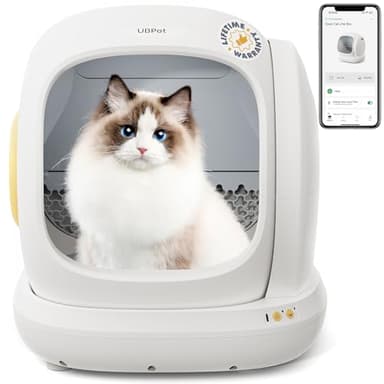 UBPet Bac à litière autonettoyante – 75 L – Bac à litière automatique pour chat avec contrôle par application/sécurité/faible bruit/utilisation facile pour chats de 1,5 à 8,5 kg