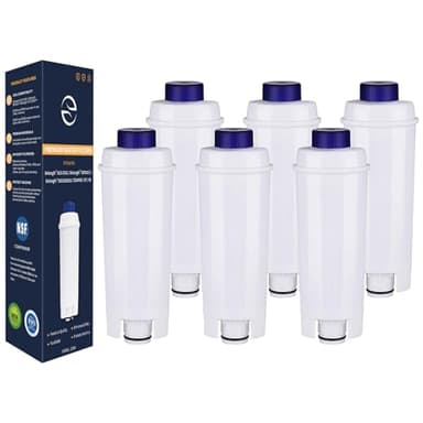 Lot de 6 filtres pour machine à café Delonghi DLSC002 avec adoucisseur à charbon actif, cartouches de filtre à eau compatibles avec De'Longhi ECAM, Esam, ETAM, BCO, EC