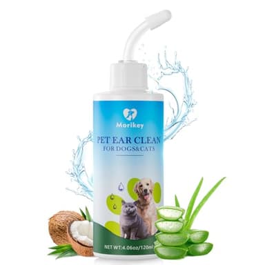Solution de nettoyage des oreilles pour chiens et chats, nettoyeur d'oreille pour chien, gouttes d'oreilles pour chien pour démangeaisons, secousses de tête, décharge et odeur, lavage d'oreille pour