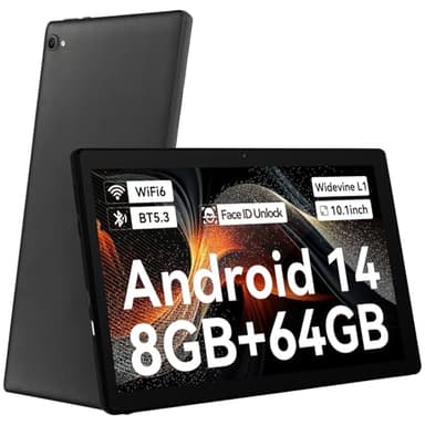ZOFYWNAS Tablette 10 pouces Android 14 Octa-Core, tablette avec écran 1280 * 800 FHD 8 Go de RAM 64 Go ROM 1 To TF Dual 5 MP + 8 MP caméra, 5000 mAh, WiFi 6, Bluetooth5.3, Widevine L1 (Noir)