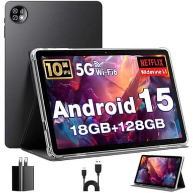 Tablette Android 15 de 10 pouces, Octa-Core Tablette Android, 18 Go + 128 Go, 1 To d'extension, écran IPS HD 1280 x 800, GPS, Widevine L1, WiFi 5G+2.4G, double caméra 5MP + 8MP, Bluetooth5.4, 6000 mAh