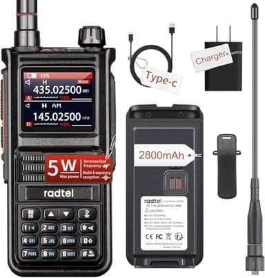 Radtel RT-470X Ham Radio Walkie Talkies 256CH Aviation Air Band Radio bidirectionnelle NOAA Police Scanner Marine Longue Portée Portable Émetteur-récepteur USB-C, Fréquence de copie sans fil