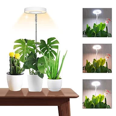 Lampes de croissance pour plantes d'intérieur, 48 LED, spectre complet, lampe de croissance réglable en hauteur avec minuterie marche/arrêt automatique 3/9/12h, 10 niveaux à intensité variable, 3