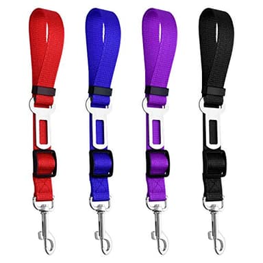 KUUQA Lot de 4 ceintures de sécurité réglables pour chien et chat - En nylon - Rouge, bleu, noir, violet