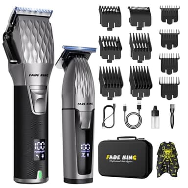 FADEKING Tondeuse à cheveux professionnelle pour homme, tondeuse à cheveux sans fil et tondeuse à barbe pour homme, tondeuse de barbier professionnelle pour la coupe de cheveux, la mise en forme et le
