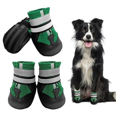 NeuWook Lot de 4 bottes pour chien imperméables, antidérapantes et respirantes avec deux sangles de fixation réglables, faciles à porter, semelle douce et confortable pour chiens de petite, moyenne et