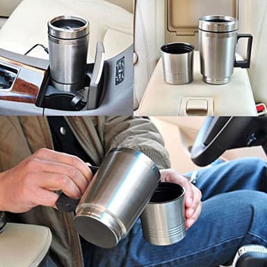 Cafetière 12 V pour voiture, théière, bouteille thermos en acier inoxydable, tasse chauffante 300 ml