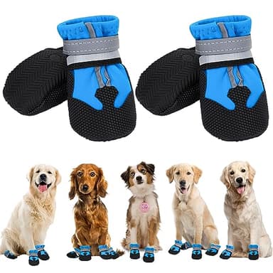 4 pièces bottes de protection pour pattes de chien, imperméables avec sangles réfléchissantes, réglables, lavables et antidérapantes, bottes pour pattes blessées, protecteurs de pattes chaussures