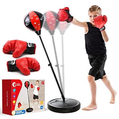 CUTE STONE Sac de frappe pour enfants avec gants de boxe, support réglable en hauteur, sac de boxe pour enfants, garçons et filles