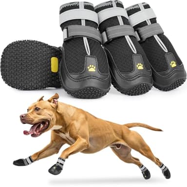 LUCKYPAW Chaussures respirantes en maille pour chien pour le trottoir chaud, grandes et moyennes bottes pour chien et protecteurs de pattes pour la marche et la randonnée en été, neige d'hiver et