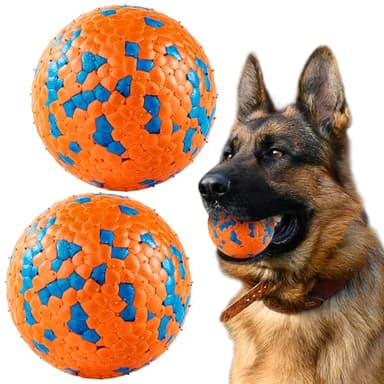 FUSOTO Lot de 2 balles de tennis indestructibles pour chien - En plastique thermoplastique solide - Pour dressage et rapportage - Orange