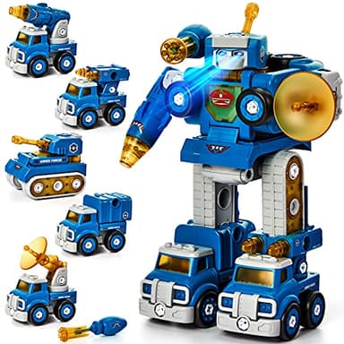 hahaland Jouets robots 5 en 1 à démonter – Jouet STEM pour 6 à 8 ans, jouets pour enfants de 5 à 6 ans, garçons et filles, véhicules robots voitures jouets pour enfants de 5 ans et plus