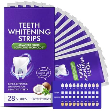 Bandes de blanchiment des dents violettes pour dents sensibles, 28 bandes de blanchiment des dents professionnelles, éclaircissement visible de 12 jours, résultat rapide, kit de blanchiment des dents