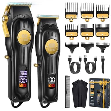 CIICII Ensemble de tondeuses à cheveux et tondeuses professionnelles sans fil pour homme - Kit de coupe de cheveux (rechargeable USB réglable - Kit de coupe de cheveux et de barbe) pour homme -