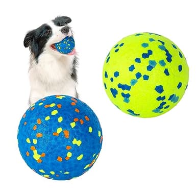 Lot de 2 balles indestructibles pour chien, balles en caoutchouc à rebond élevé, balles interactives solides et durables, jouets de dressage des dents pour chiens de petite, moyenne et grande taille