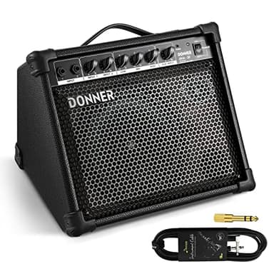Donner DKA-20 Amplificateur de clavier 20 W avec entrée auxiliaire et deux canaux, amplificateur de guitare basse, amplificateur de piano, support de haut-parleur de batterie électronique pour entrée