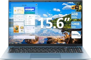 Naclud Ordinateur portable Windows 11 avec processeur Celeron N4000, 4 Go DDR4 128 Go SSD, écran FHD IPS, Type-C, HDMI, 5G WiFi, BT5.0, pour les entreprises et les étudiants